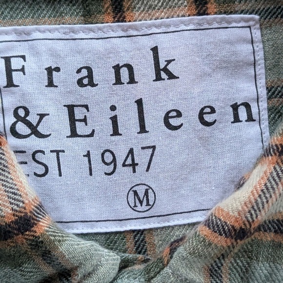 Frank & Eileen Linen Plaid Sage Green Shirt Size M Unisex - Picture 6 of 13